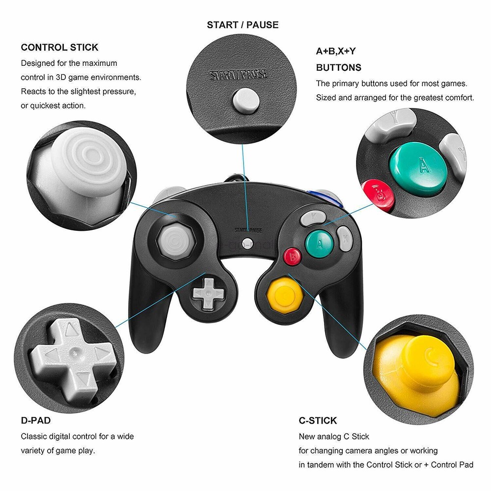 Wired/Wireless Remote Controller Gamepad for GameCube Console/ Extension Cable
