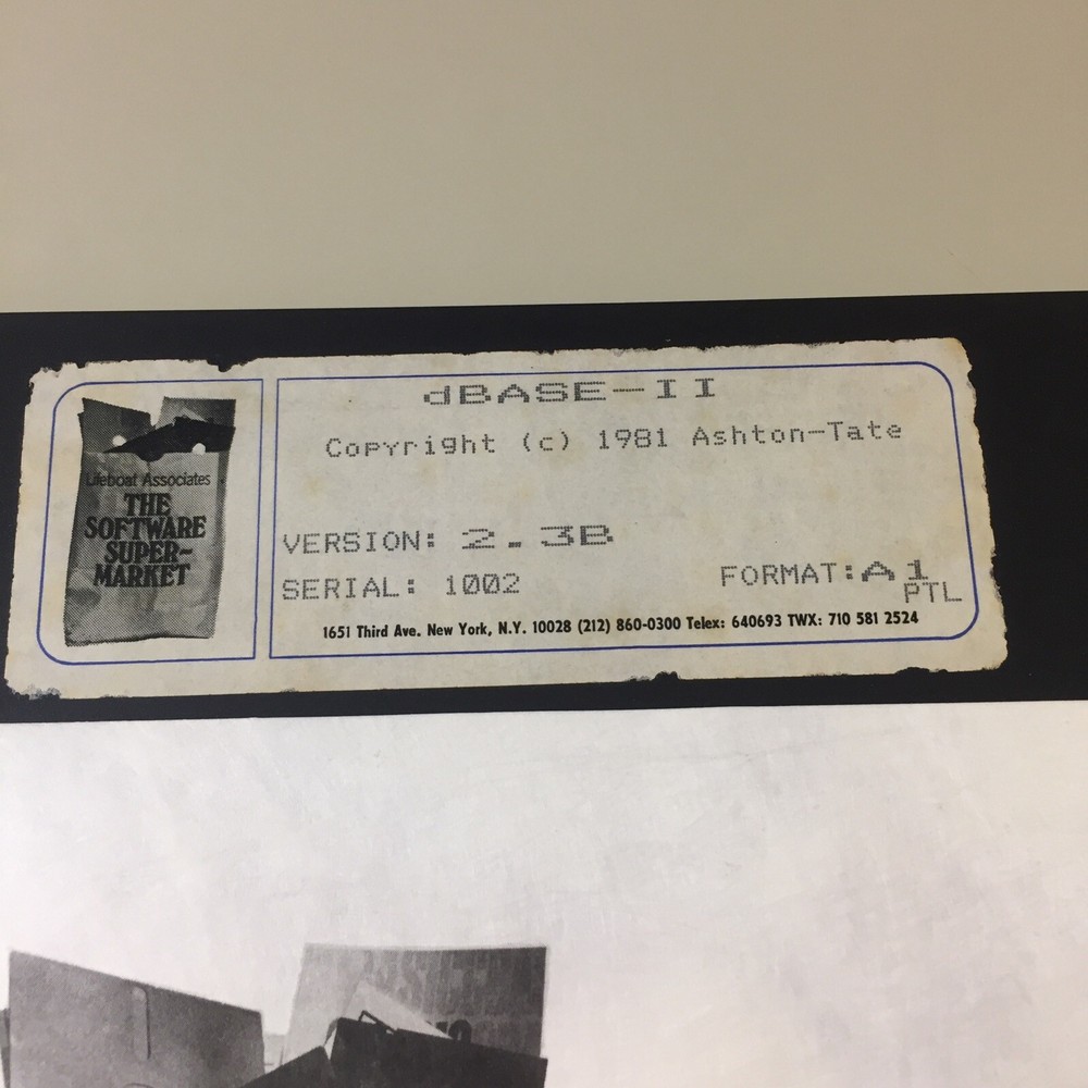 Vintage 1981 Ashton-Tate dBASE II 2.3B 8” Floppy Disk VHTF