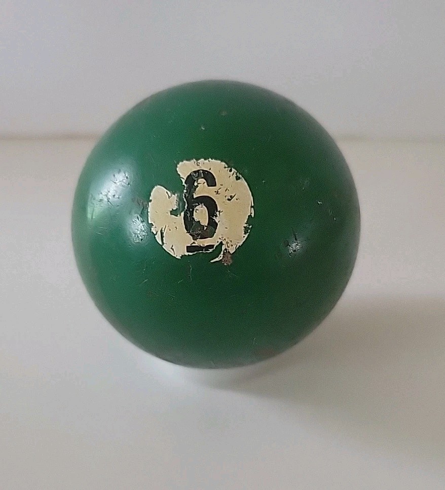 Vintage No. 6 Solid Green Pool Ball Billiard 2" Replacement (F)
