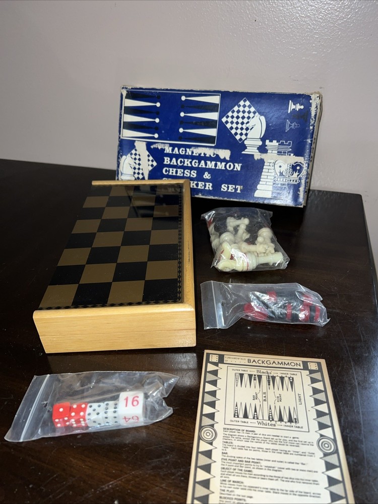 Vintage Magnetic Chess & Checker Set.
