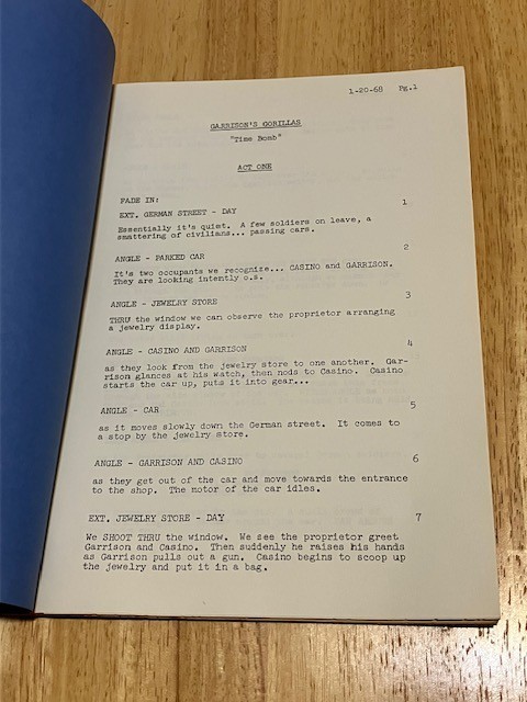 GARRISON'S GORILLAS TV Script Time Bomb FINAL DRAFT 01/20/68 Playdon