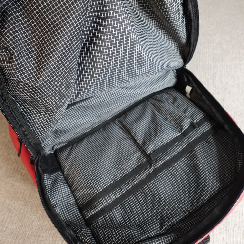 Shrine Backpack Black Red Solid Sneaker Compartment Travel