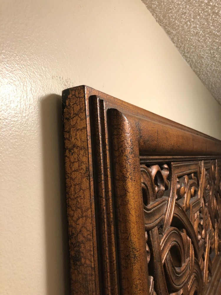 MASSIVE Balinese Style Art Deco Mirror, rustic bronze
