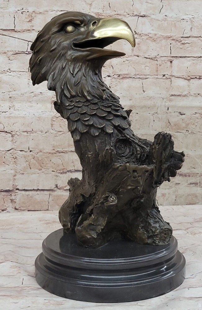 Hot Cast Bronze Eagle Head by Milo: Handcrafted Statue, Fine Artwork Decor