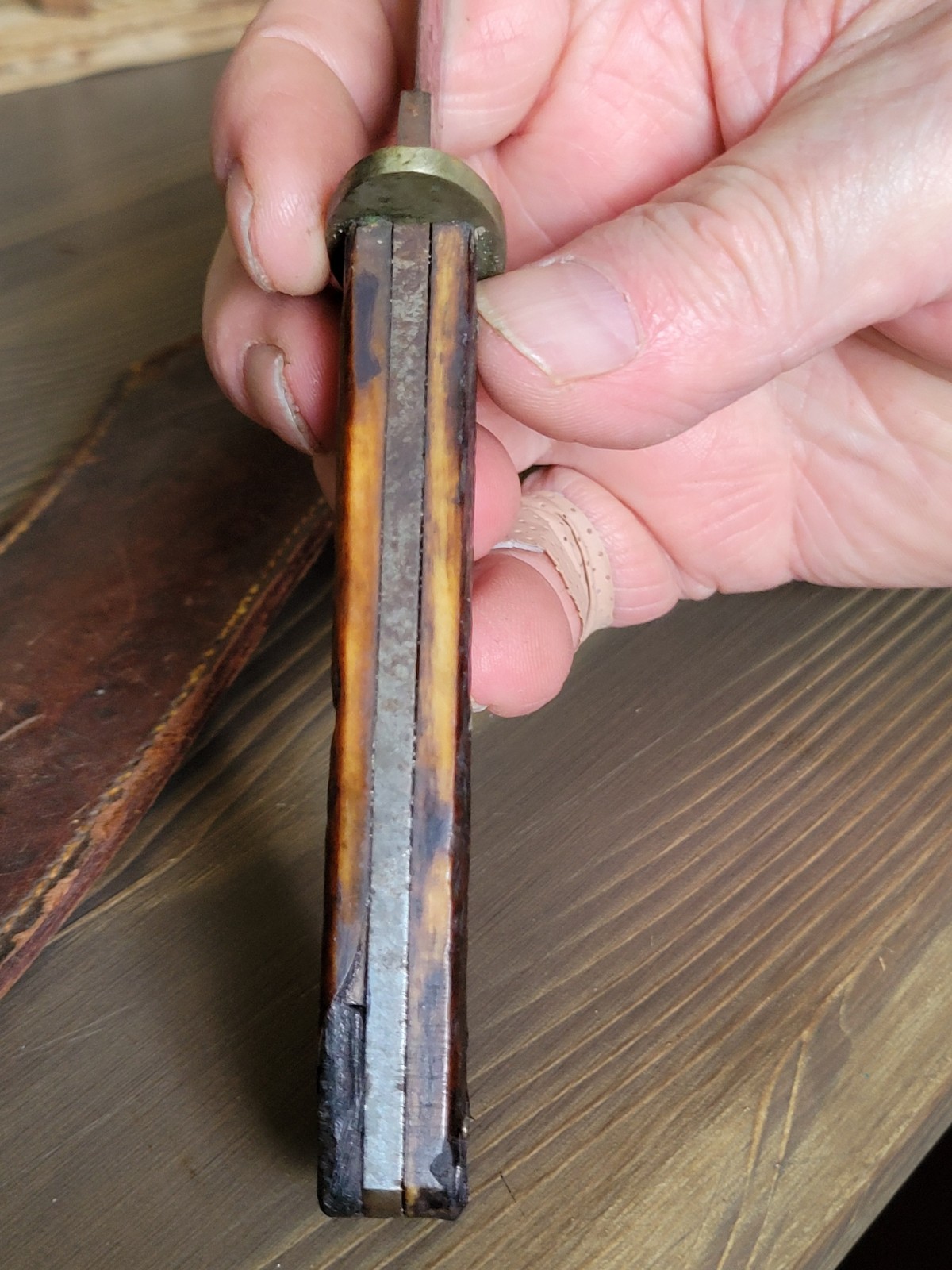 WWI Era Stag Handle Fred Biffar Chicago Ill. Bowie Knife/Side Knife w/Org Sheath