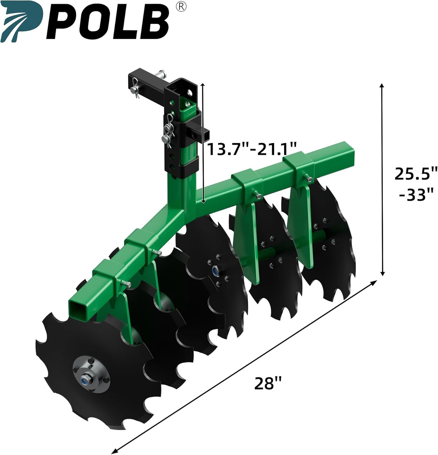 Heavy Duty ATV/UTV Disc Plow Harrow W/ 28" Cut Width & 2" Receiver Hitch Attach