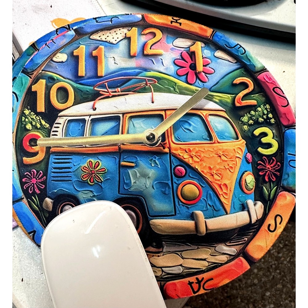 Mouse Pad 70's Bus Hippe Boho Retro Computer Desk Non-Slip