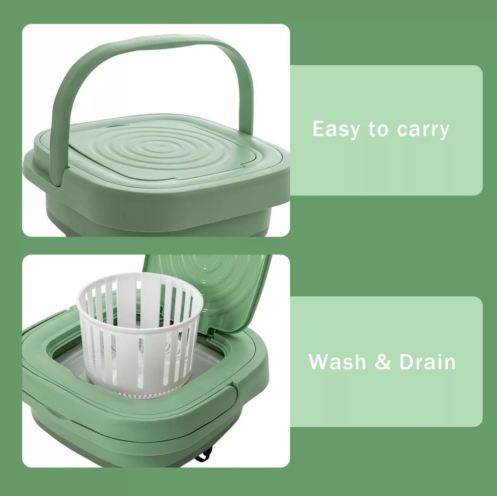 Portable Mini Multi-functional Foldable Washing Machine W Drainage Basket New Pu