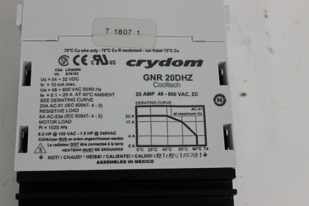 Crydom GNR20DHZ Cooltech Solid State Relay DIN Rail New