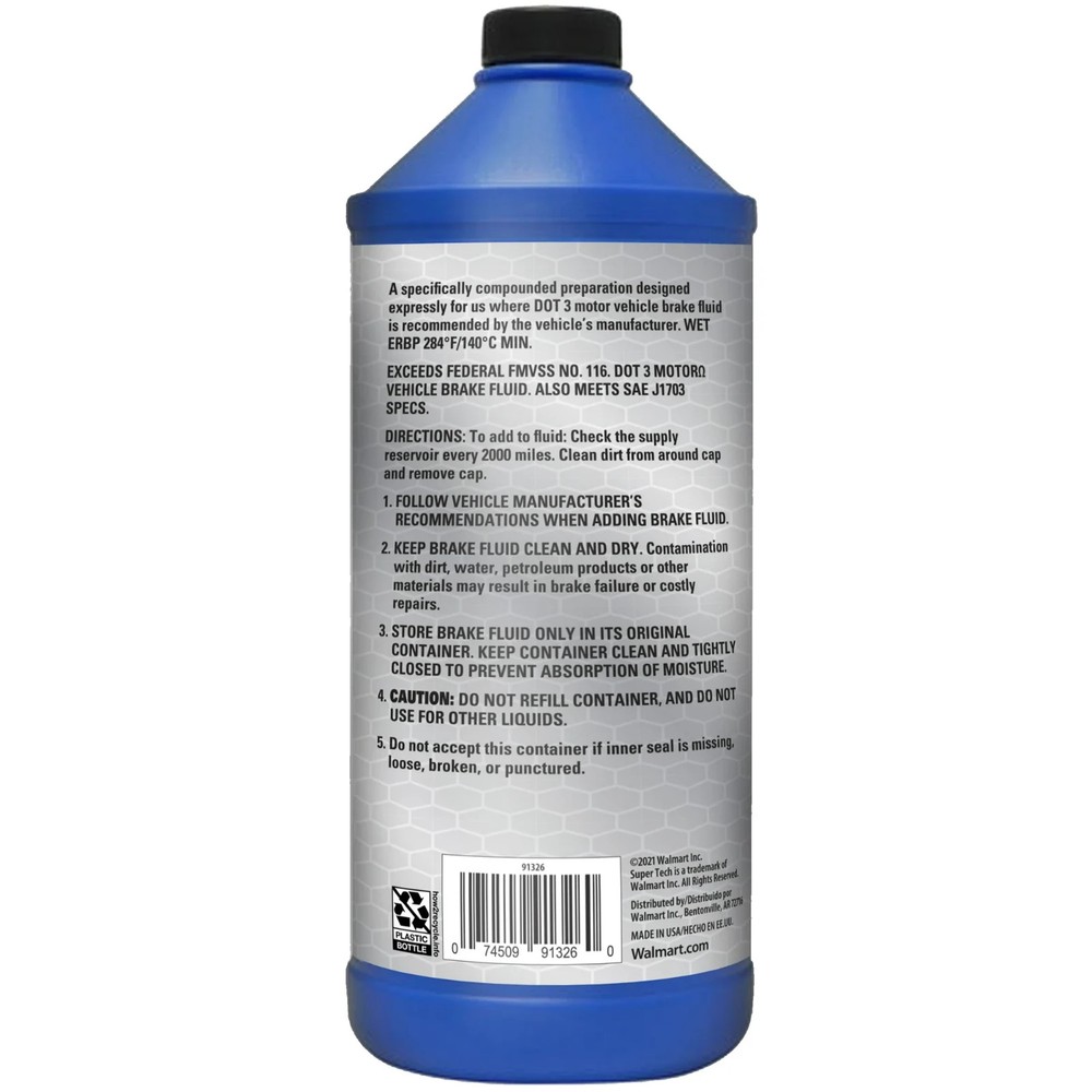 (6 pack) Super Tech DOT 3 Brake Fluid, 32 oz
