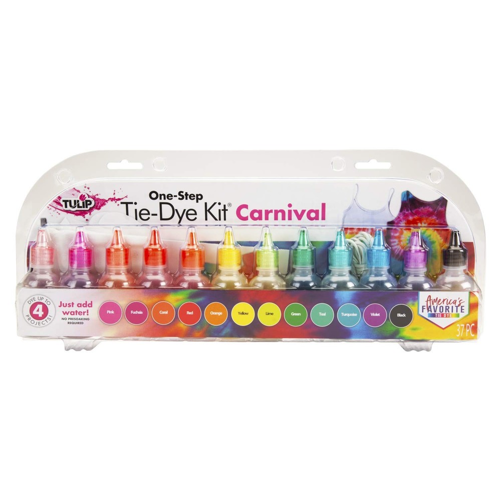 One-Step Tie Kit Fun Party Activity Permanent Fabric Dye Carnival 8 Techniques