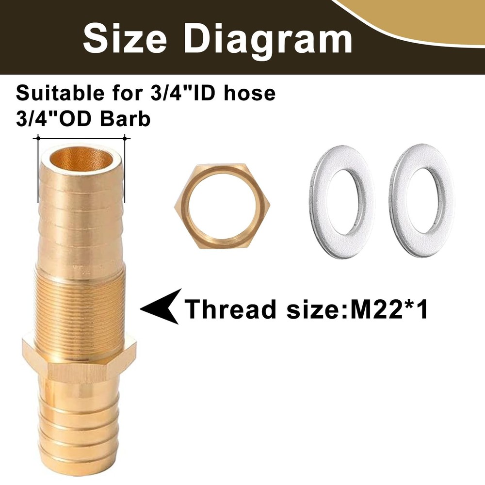 3/4" Brass Hose Barb Thru-Bulk Bulkhead Barb,