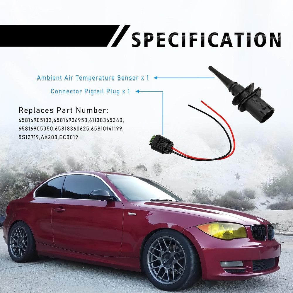 Outside Ambient Air Temperature Temp Sensor - Connector Pigtail Plug Compatible