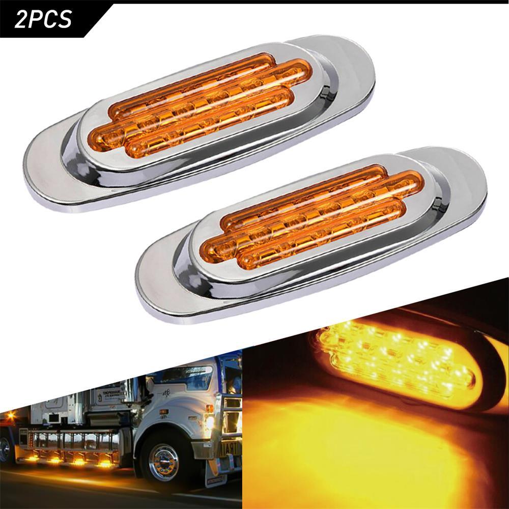 2Pcs Amber 16LED Side Marker Lights Turn Signal Light For Freightliner Peterbilt