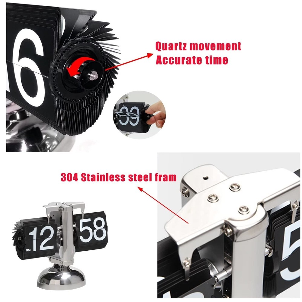Flip Clock,Retro Flip Down Clock Mechanical Digital Flip Desk Clocks Internal...