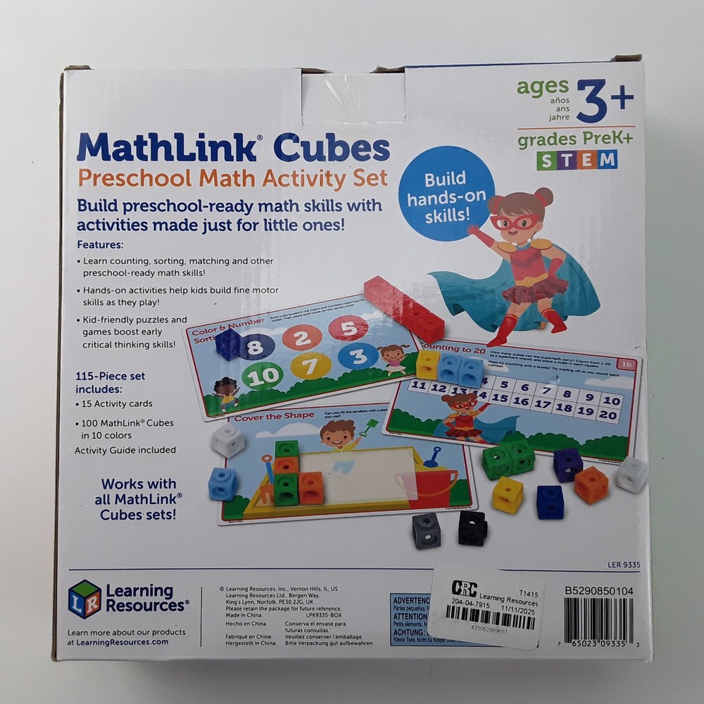 Learning Resources Mathlink Cubes Preschool Math Activity Educational Toy 115-PC