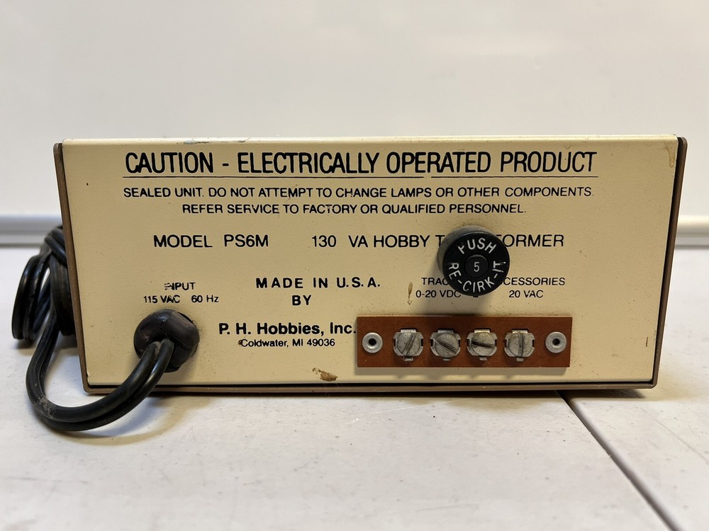 @ PH Hobbies Model PS6M 130 Power Plus Model Train DC Controller Transformer