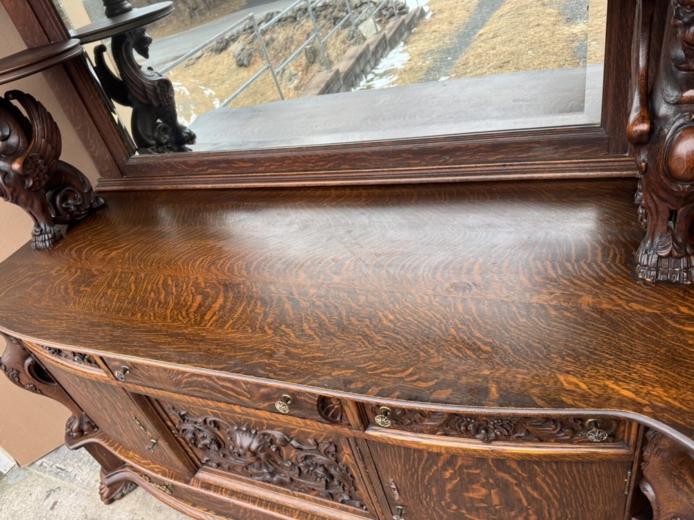R. J. HORNER OAK WINGED GRIFFIN SIDEBOARD