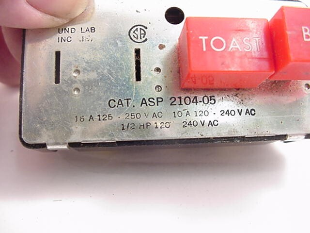 Wells Toaster Control Switch ASP 2104-05 TOAST-BUNS Ships Same Day