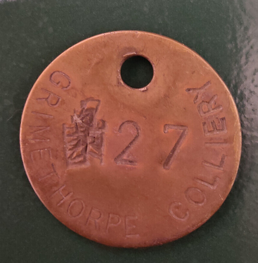 GRIMETHORPE Colliery Pit Check Tally - marked GRIMETHORPE COLLIERY 127