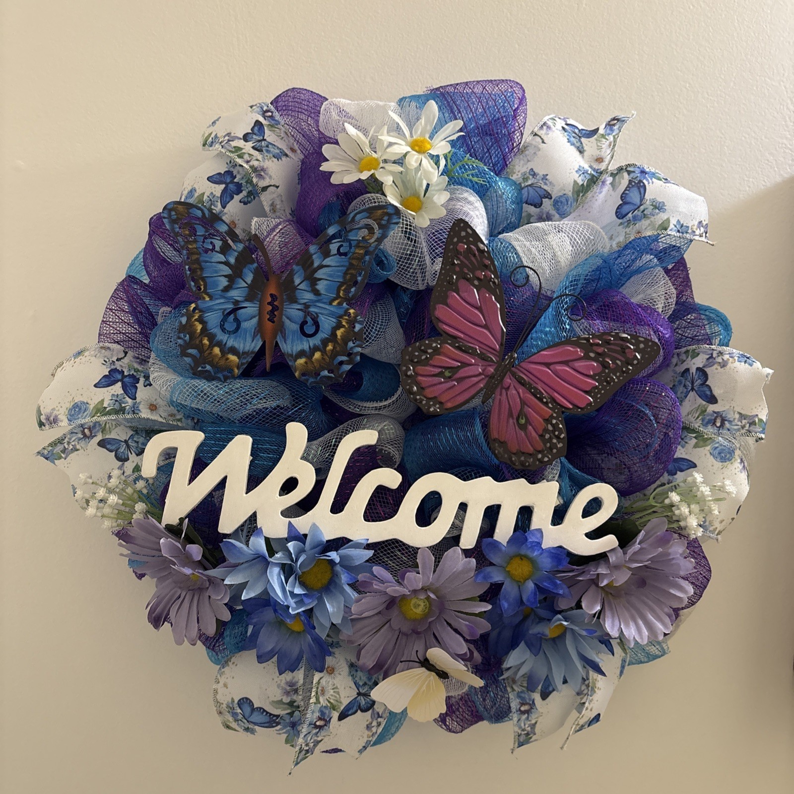 Butterfly Door Wreath New Handmade 17”