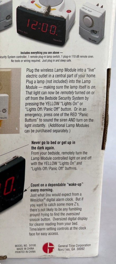 New Westclox The Bedside Security System Digital Alarm Clock Panic Safety