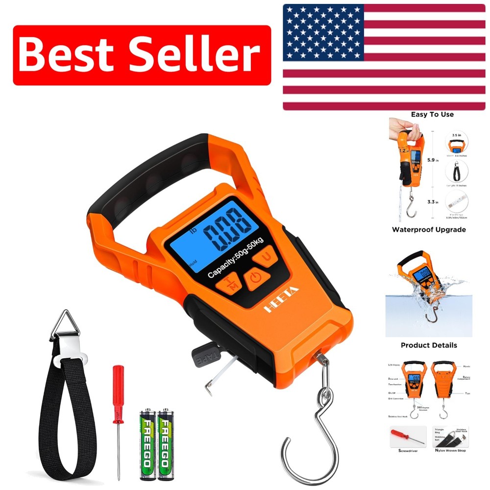 Versatile 110lb Waterproof Fish Scale - Easy Read LCD Display & Measuring Tape