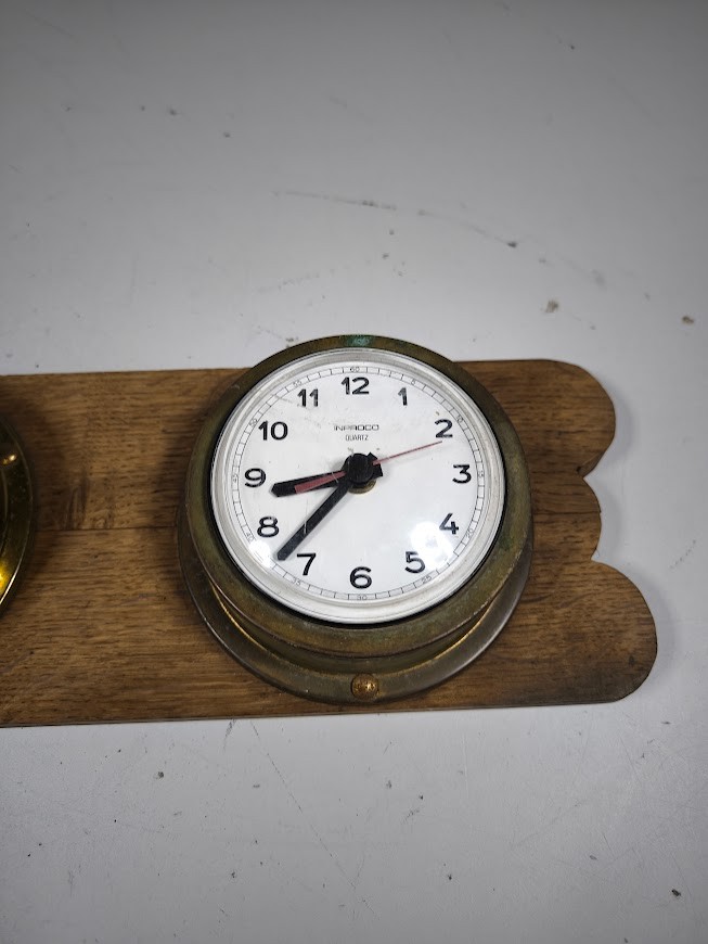 Vintage Wall Clock & Barometer Set - Working