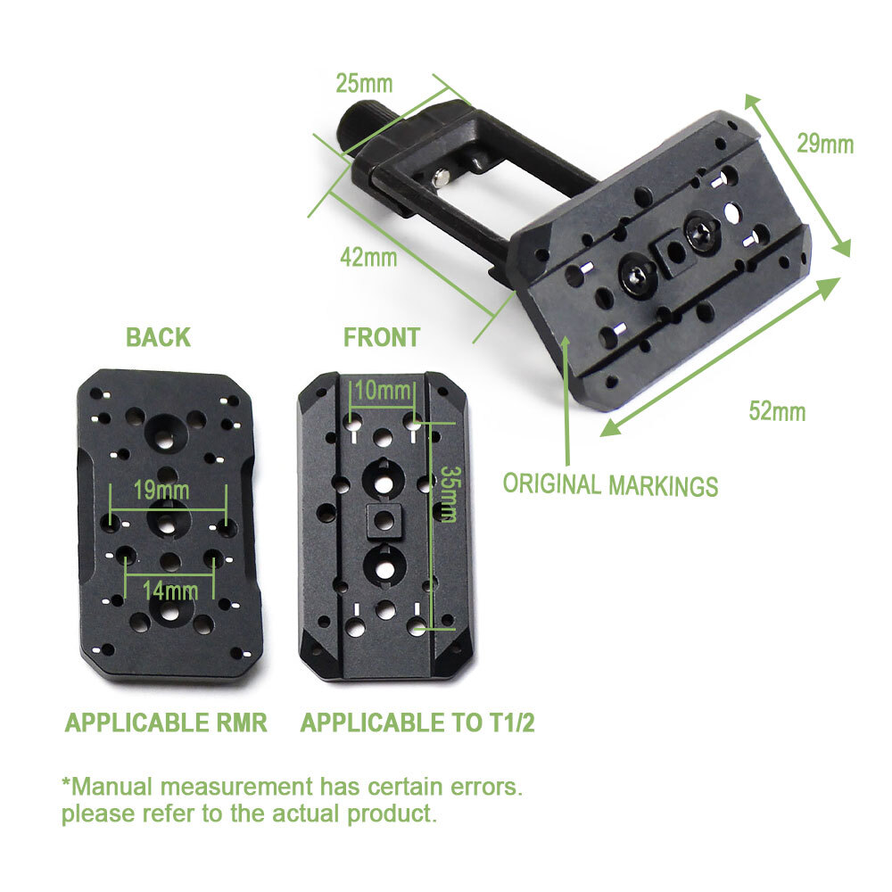 For RMR Red Dot Sight Mount Side 45°Offset Optics Mounting Base Accessories Rail