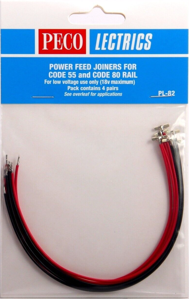 Peco ~ Power Feed Terminal Joiners For Code 55, 70, 75 & 80 Rail ~ 4 Pr ~ PL-82