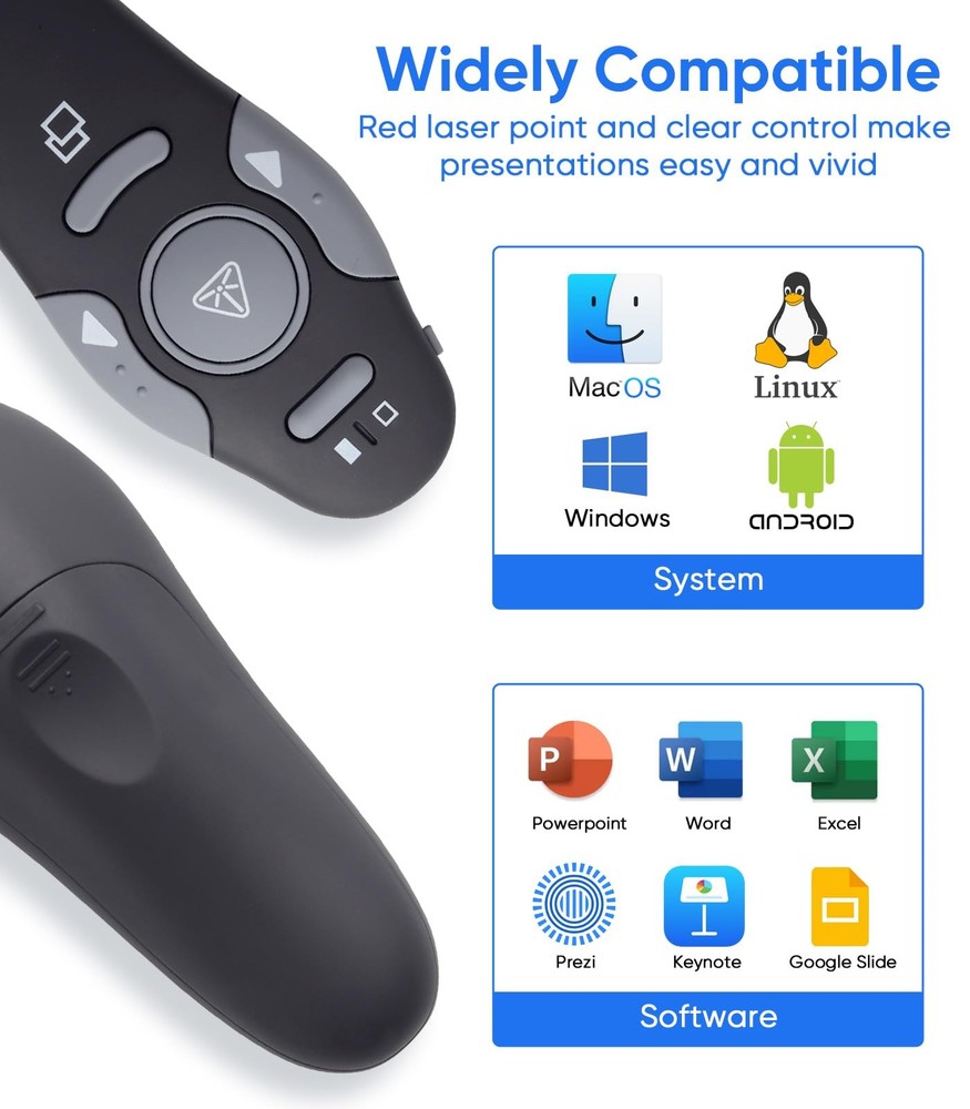 Presenter Clicker for PowerPoint Presentations, USB Wireless PPT Remote Click...