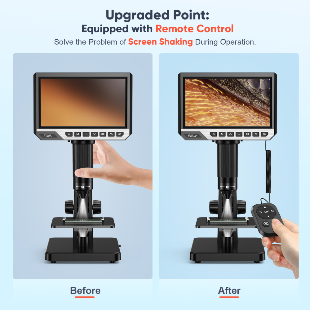 Elikliv 2000X Biological Digital Microscope 7" LCD Remote Control for Computer