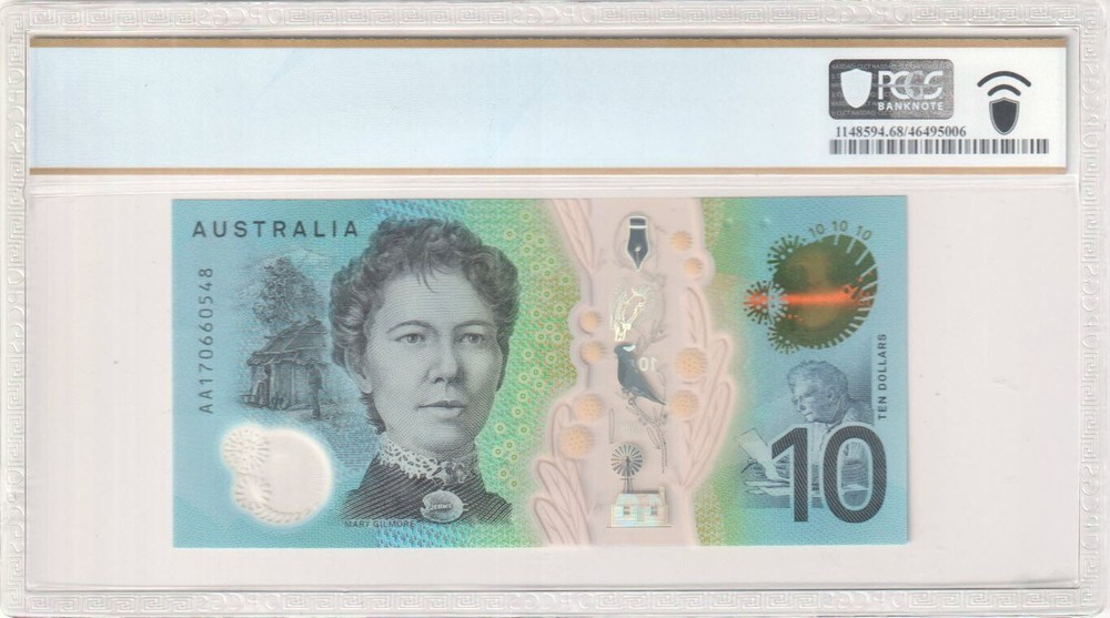 Australia 2017 $10 First Prefix AA17 Consecutive Trio Lowe Fraser Notes PCGS ...
