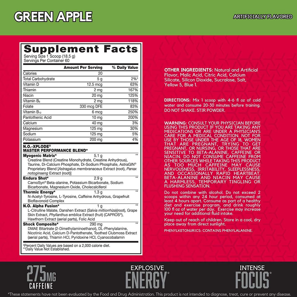 BSN NO XPLODE 3.3B GREEN APPLE 2.45LB