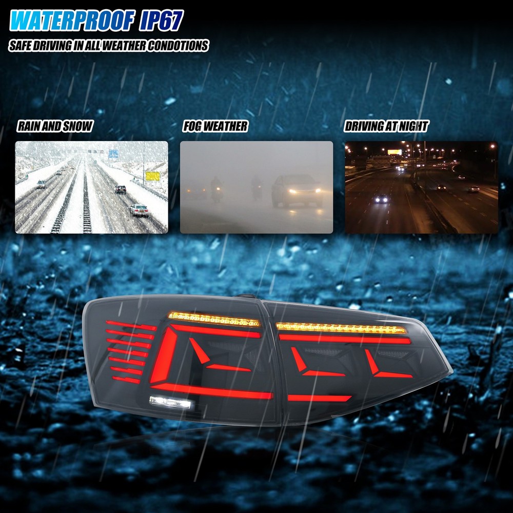 LED Tail Lights for Jetta MK6 2015-2018 Sequential Blinker Rear Lamps Assembly