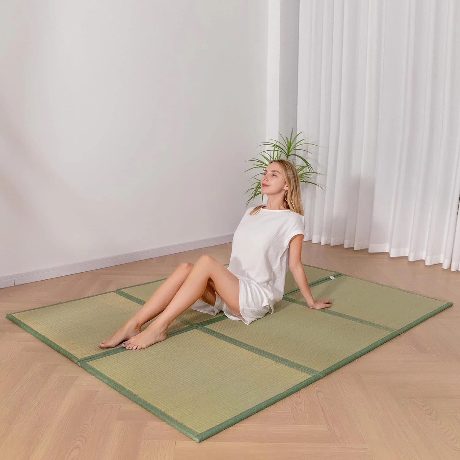 Japanese Tatami Mat 100% Rush Grass Portable Folding Mat Futon Mattress Firm Tra