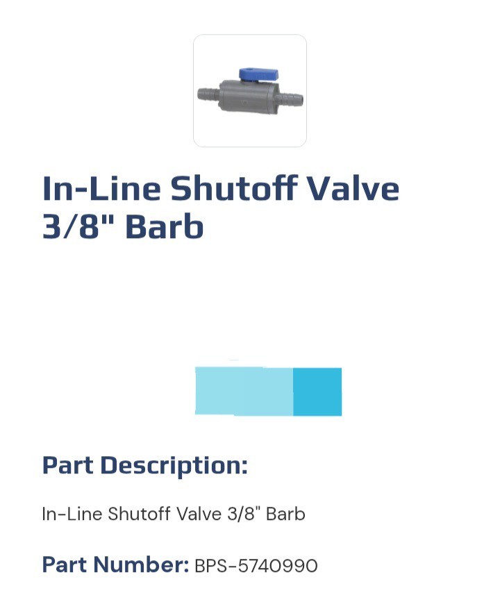 5 Soda System, Beer System, Multiplex,Cornelius,Lancer, Valve, Shut Off 3/8 Barb