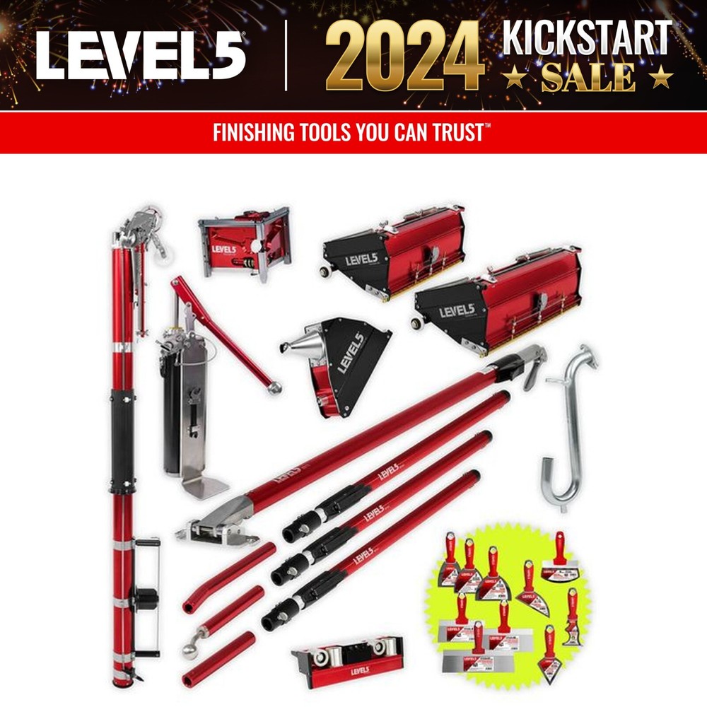 LEVEL5 Drywall Tool Set, Mega Flat Boxes, Taper & Extension Handles | 4-607