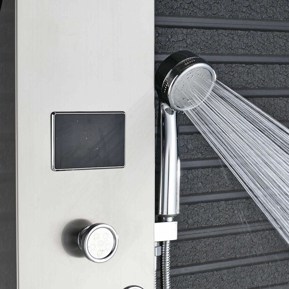 Shower Panel Tower System LED Rainfall&Waterfall Head Massage Stainless Body Jet