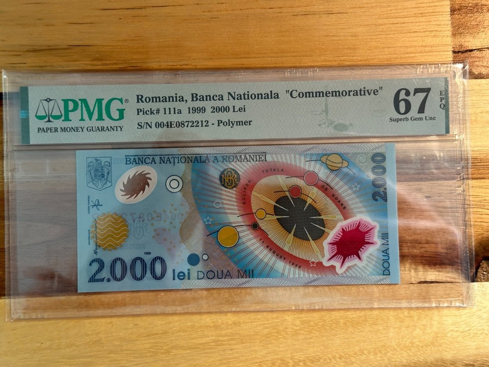1999 Romania 2000 LEI COMMEMORATIVE PMG 67 EPQ SUPERB GEM UNC