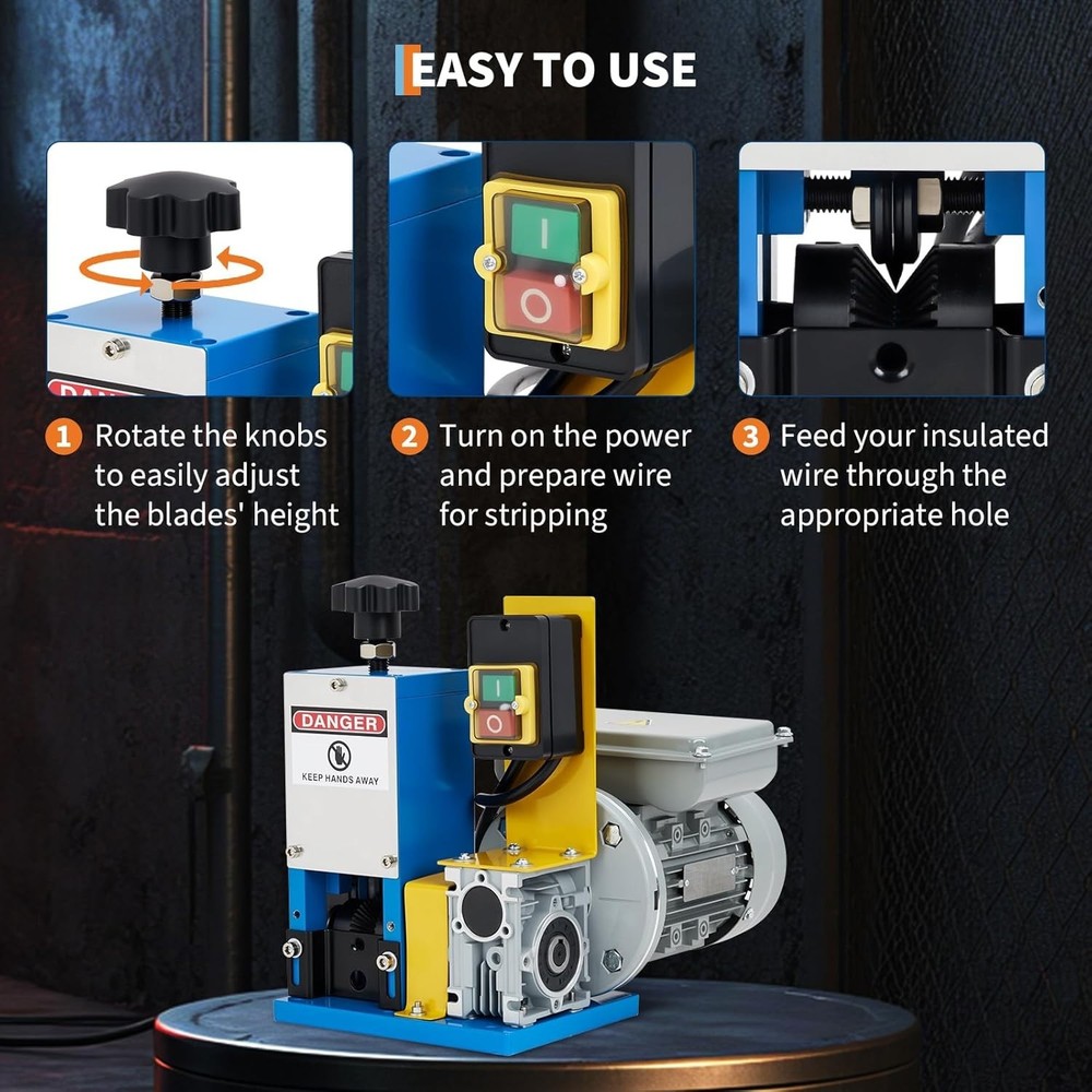 Electric Wire Stripping Machine, 0.06"-1" Automatic Scrap Wire Stripper with ...