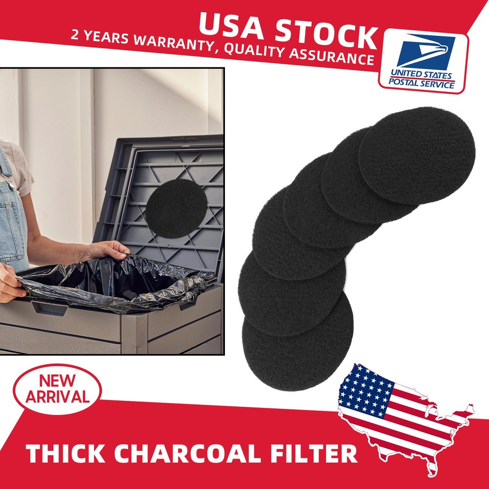 Round 6.7" Kitchen Compost Bin Charcoal Filter Replacement Pail Carbon Filter 6X
