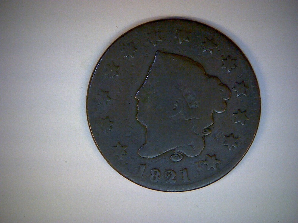 1821  U.S. LARGE CENT,  CORONET CENT