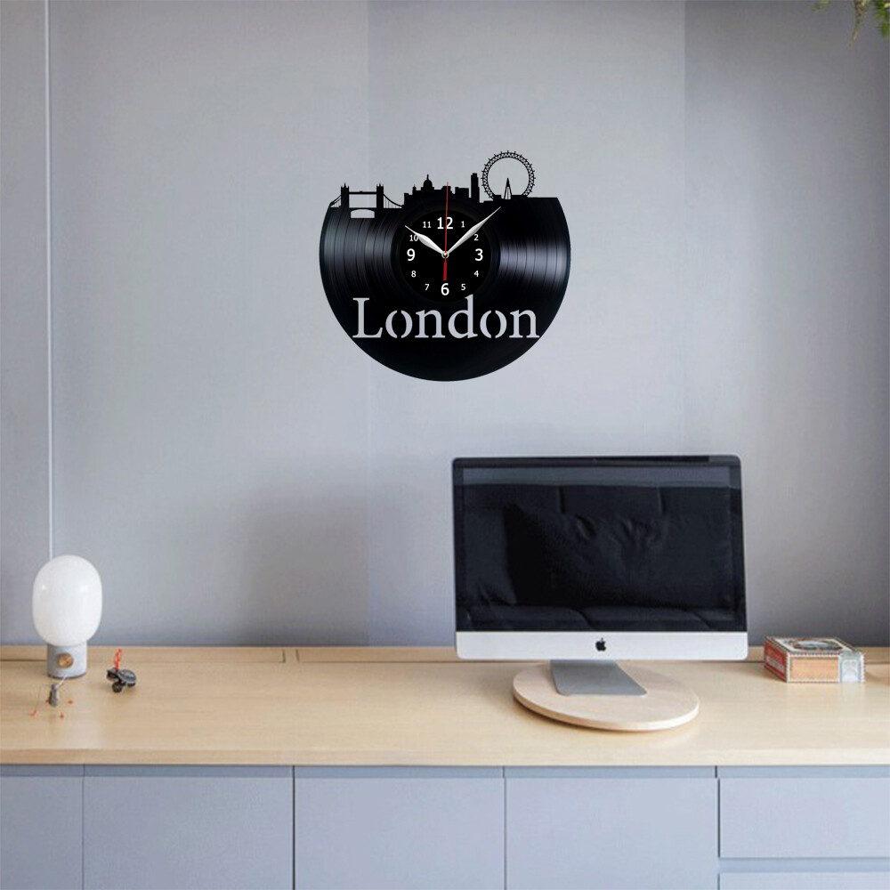 London Vinyl Record Wall Clock Decor Handmade 18