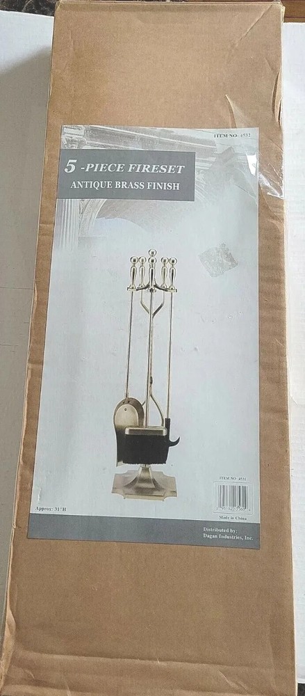 5 Piece Fireset Antique Brass Finish