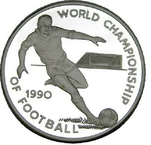 1990 Jamaica Large Silver Proof Soccer $25