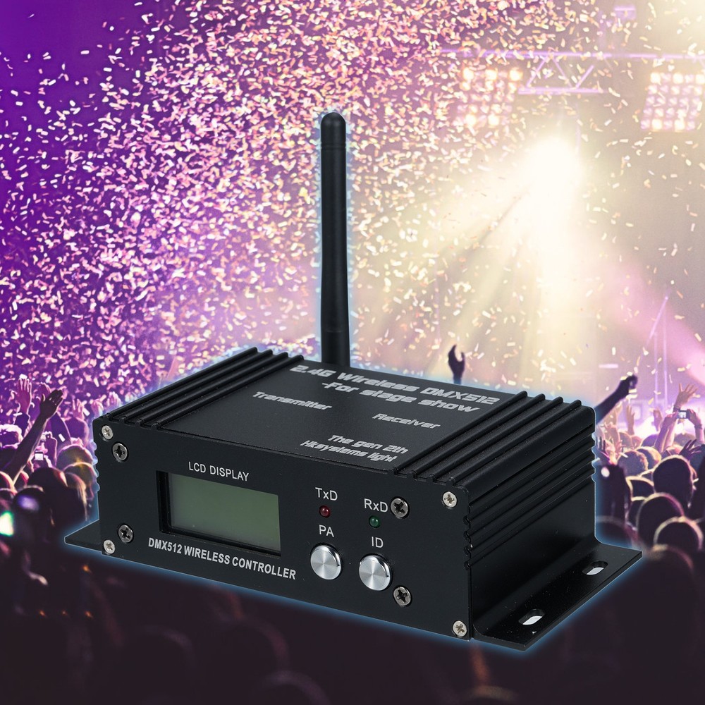 DMX 512 2.4G Wireless Controller Transmitter Receiver LCD Display Power