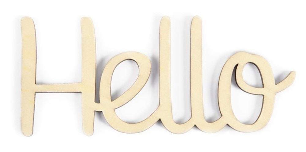CousinDIY Unfinished Wood Script Phrase-Hello - 12 Pack