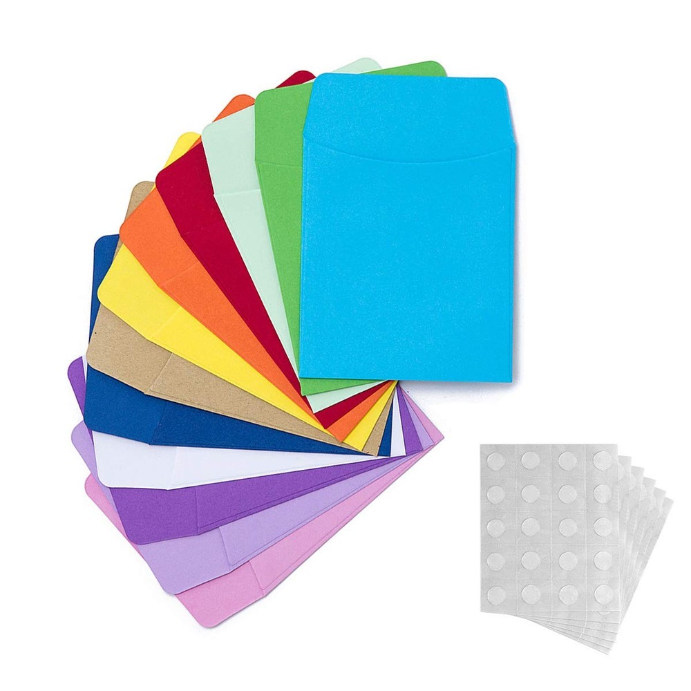 Small Library Card Envelopes 120 Pack Non-Adhesive Packets Glue Points