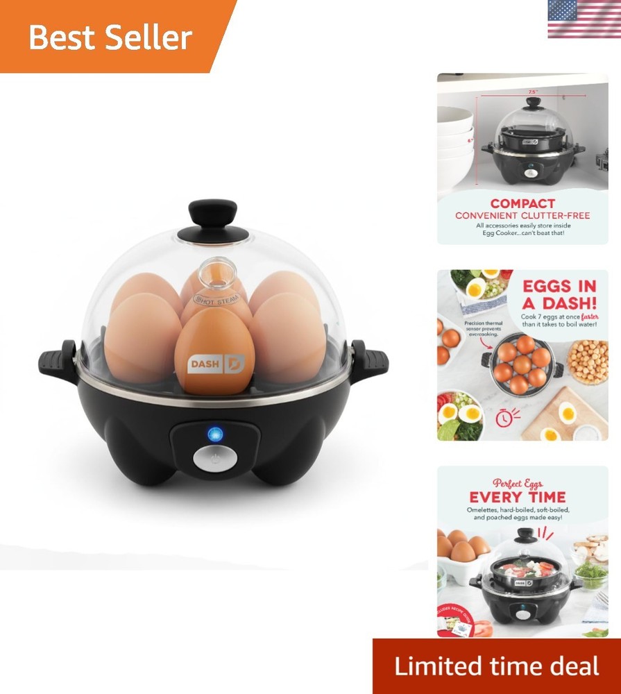 Versatile Electric Egg Cooker with Auto Shut-Off & Space-Saving Design – 7 Eggs